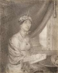 Fan painting of Jane Austen